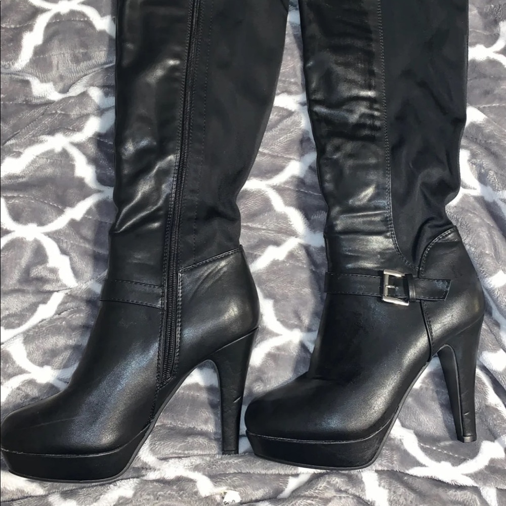 High heeled, thigh high boots